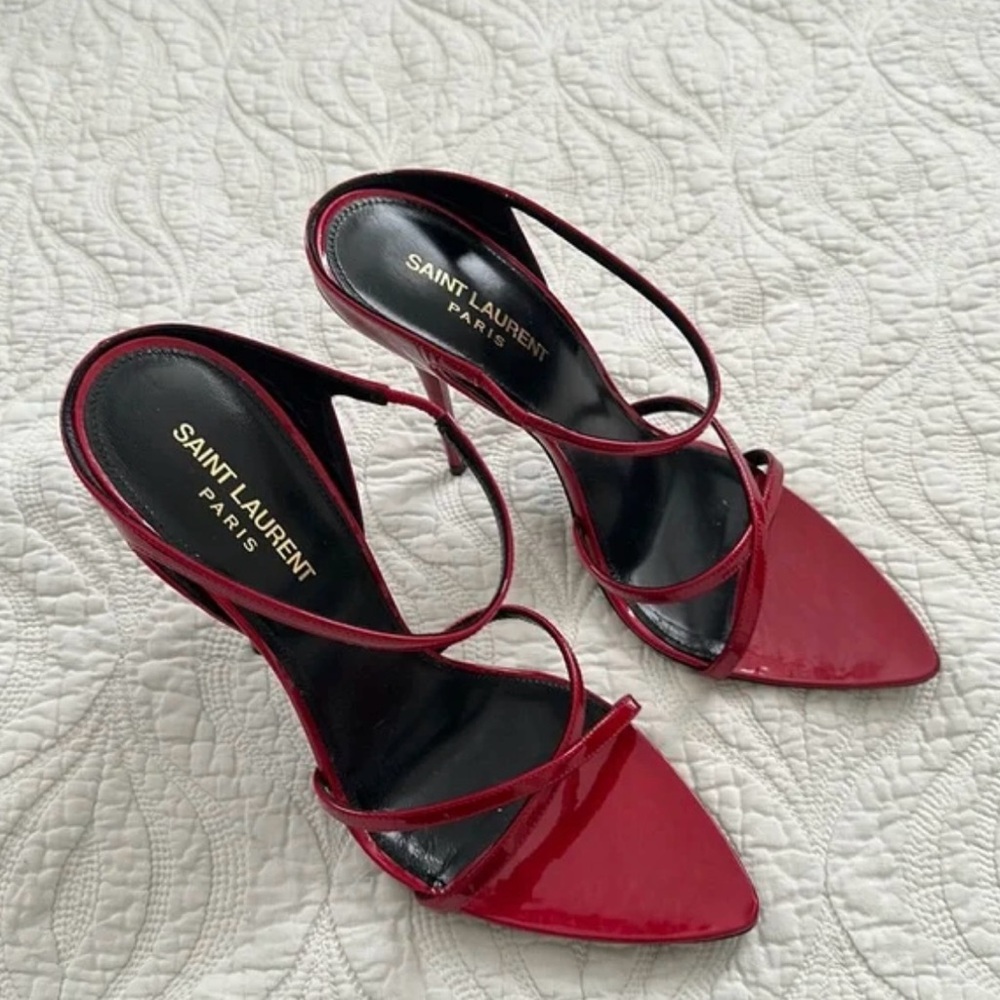 Saint Laurent Red Gippy Sandal Heel - Picture 5 of 7